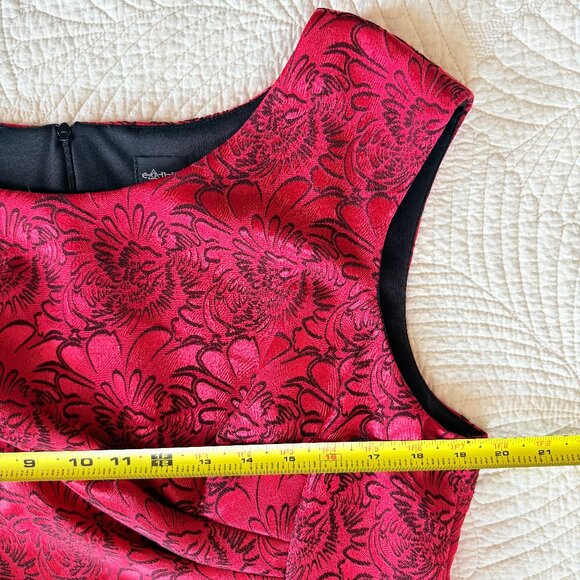 Connected Apparel Sexy Red Floral Cocktail Party Midi Dress Size 16 - Picture 5 of 13